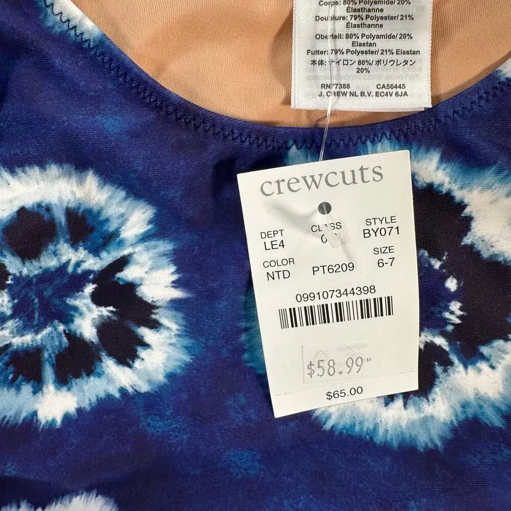 Crewcuts J.Crew Shoulder Tie Bikini Swim Top Swimsuit Girls 6-7 Bluel BY071 New